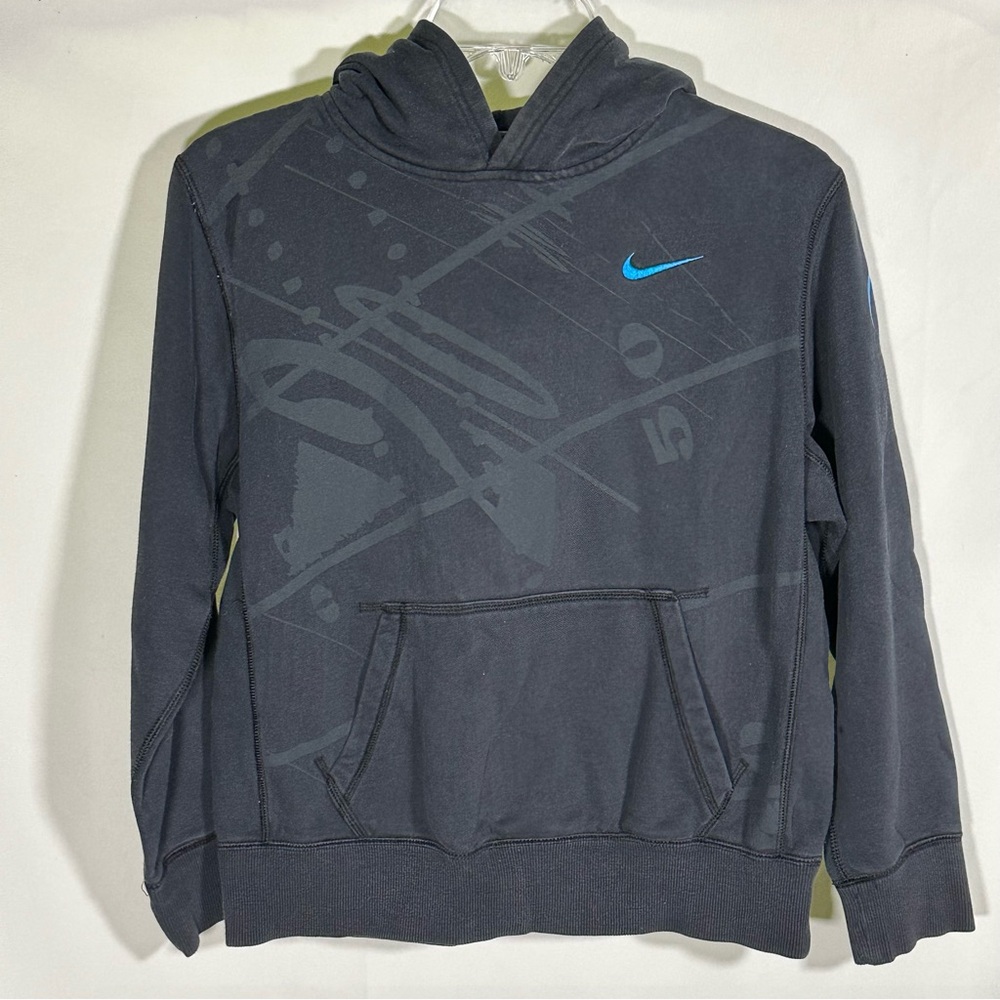Nike Navy Blue Football Theme Hoodie Sweatshirt Kids size Large